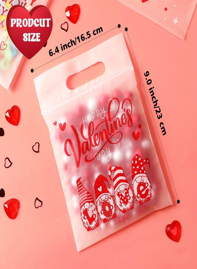 BOEIAC Valentines Cellophane Gift Bags, 40 PCS Valentines Treat Bags, Plastic Valentine Candy Cookies Snacks Goodies Sealing Bag with Handles for Valentine's Day Kids Party Favor Supplies Classroom Exchange - Image 3